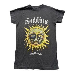Sublime Graphic T-Shirt Womens Small Charcoal Grey Sun Long Beach Band Tee Rock